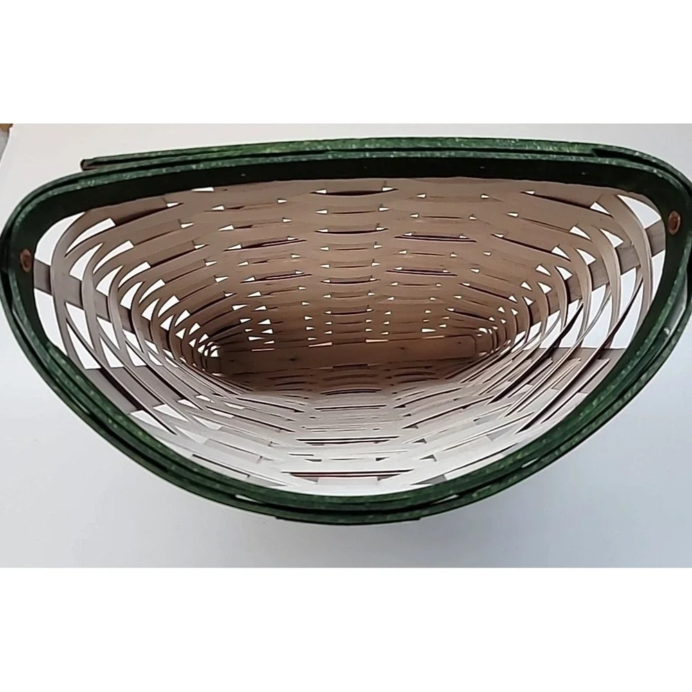 Longaberger Happy Holidays White/Red & Green Door/Flower Basket + Plastic Liner